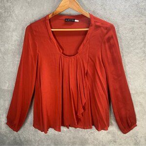 Anthropologie The Addison Story Top Women Small Silk Pleated Office Siren Flowy